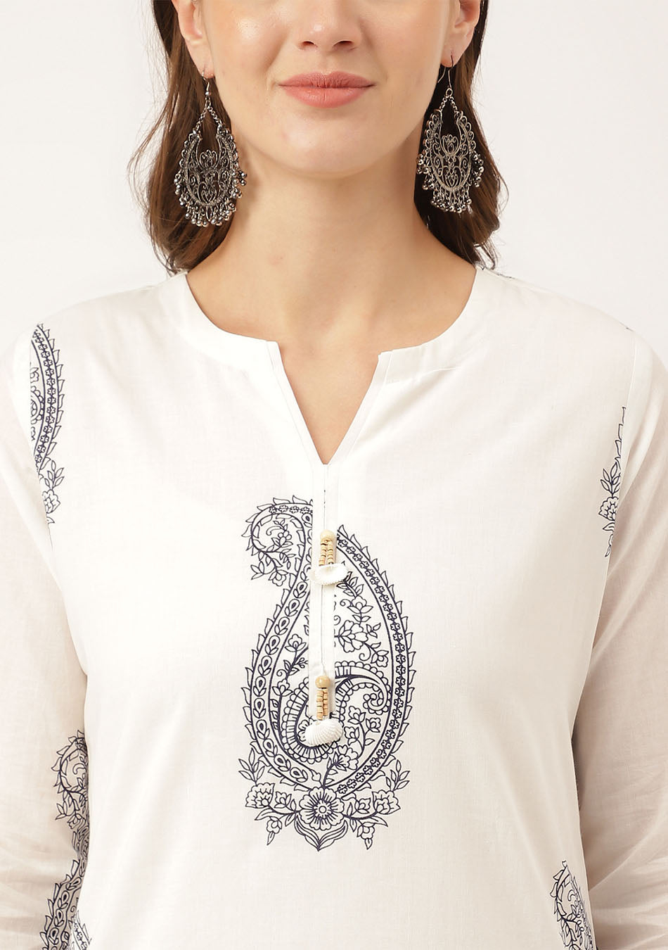 White Paisley Print Cotton Co-ord Set