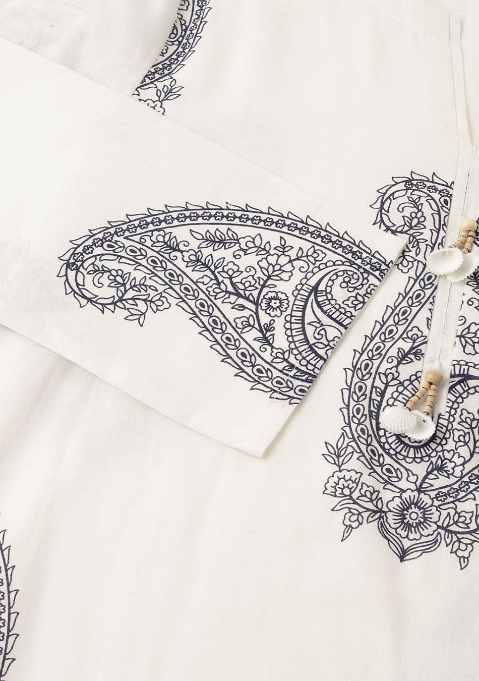 White Paisley Print Cotton Co-ord Set