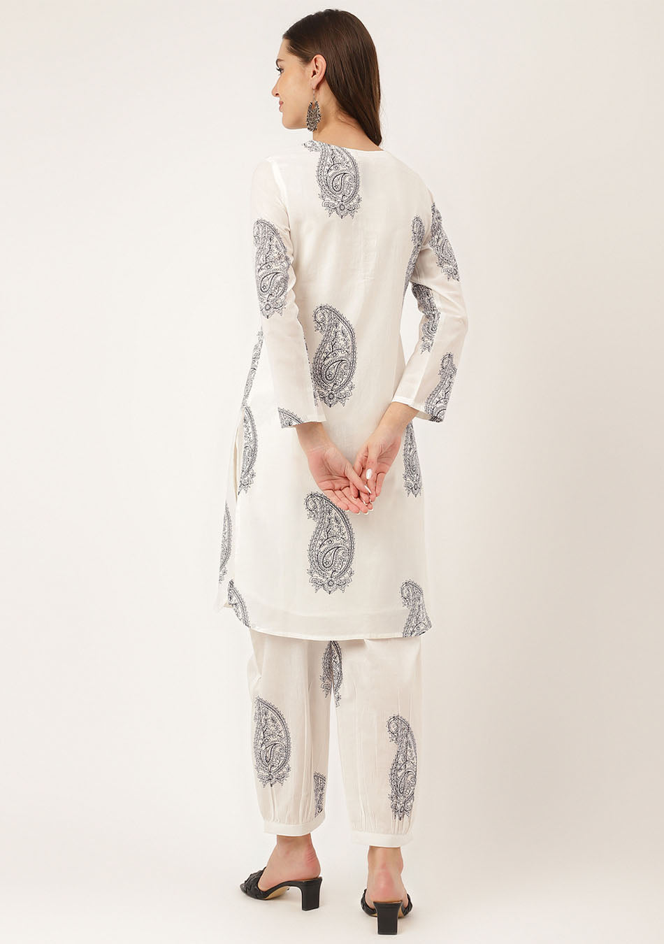 White Paisley Print Cotton Co-ord Set