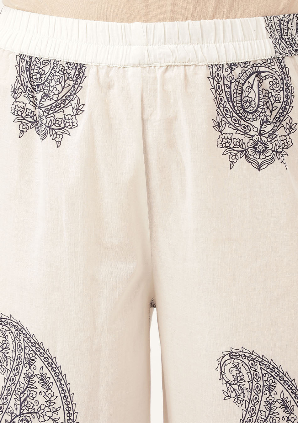 White Paisley Print Cotton Co-ord Set