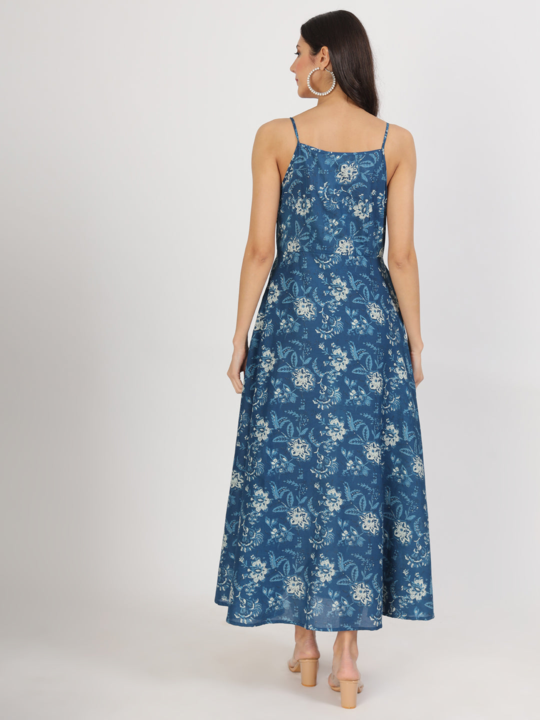 Indigo Blue Cotton Long Dress for Women