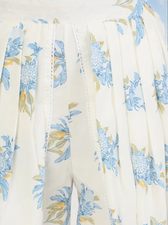 Off White Floral Print Cotton Co-ord set