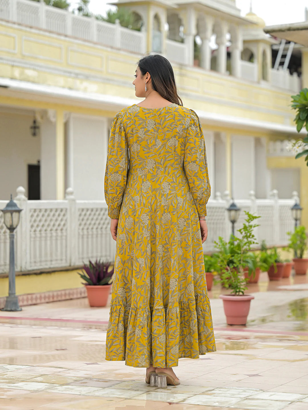 Aravalii Mustard Rayon Flare Dress