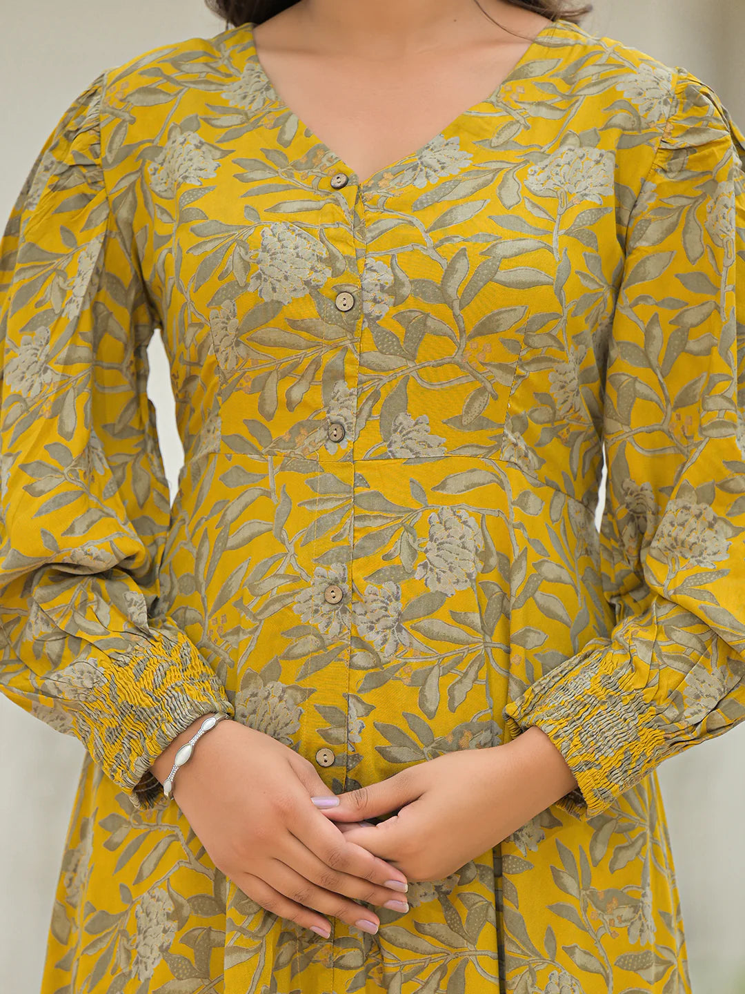Aravalii Mustard Rayon Flare Dress