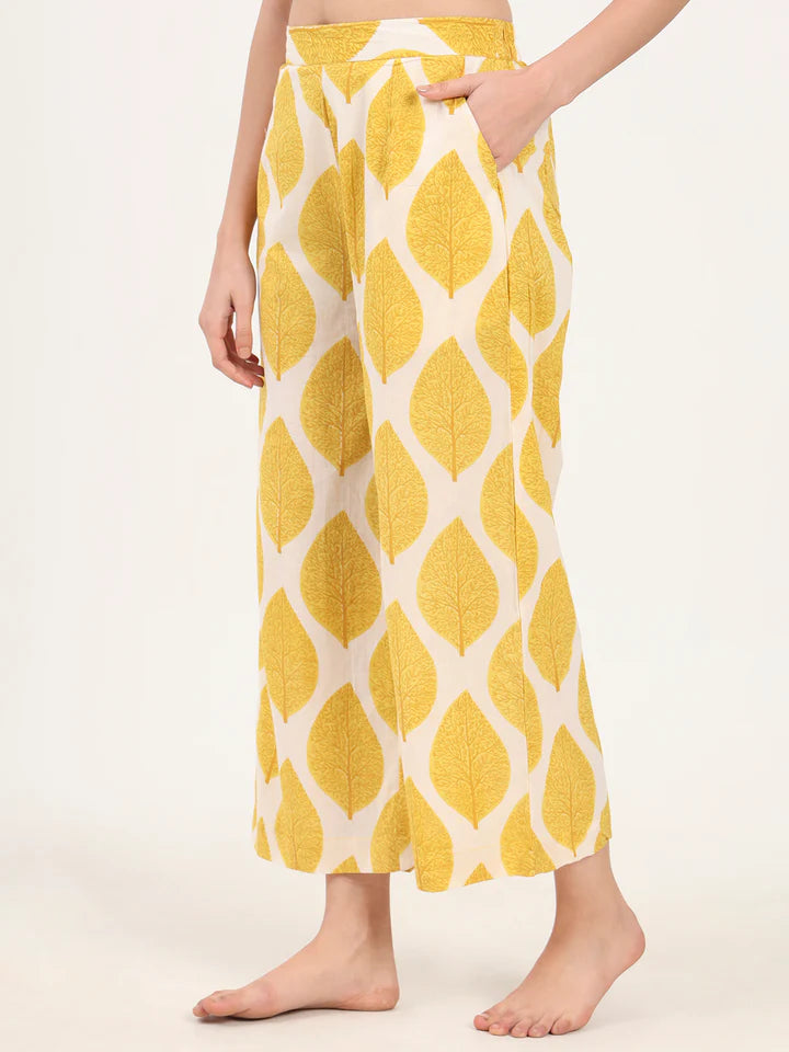 Cream Kurti with Pyjamas Night Suit Sets