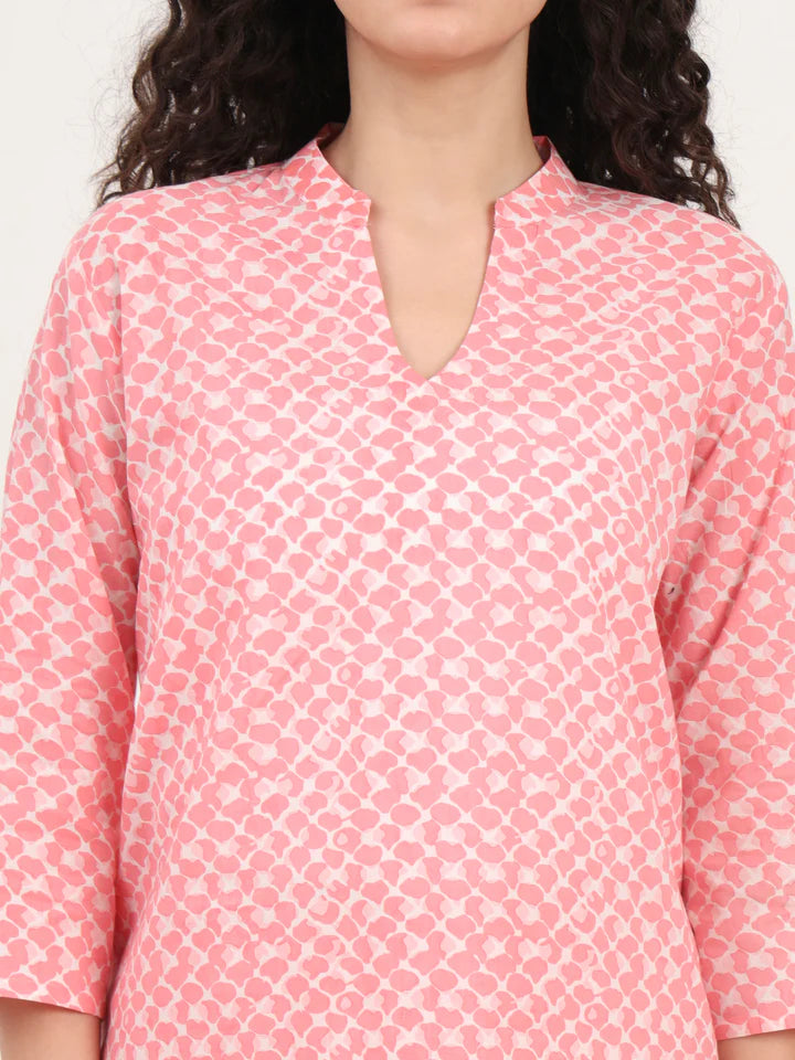 Peach Kurti with Pyjamas Night Suit Sets
