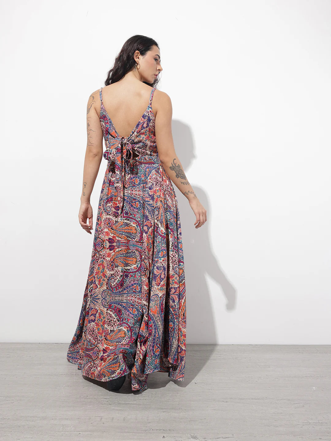 Multi Colored Shoulder strap Rayon Dress