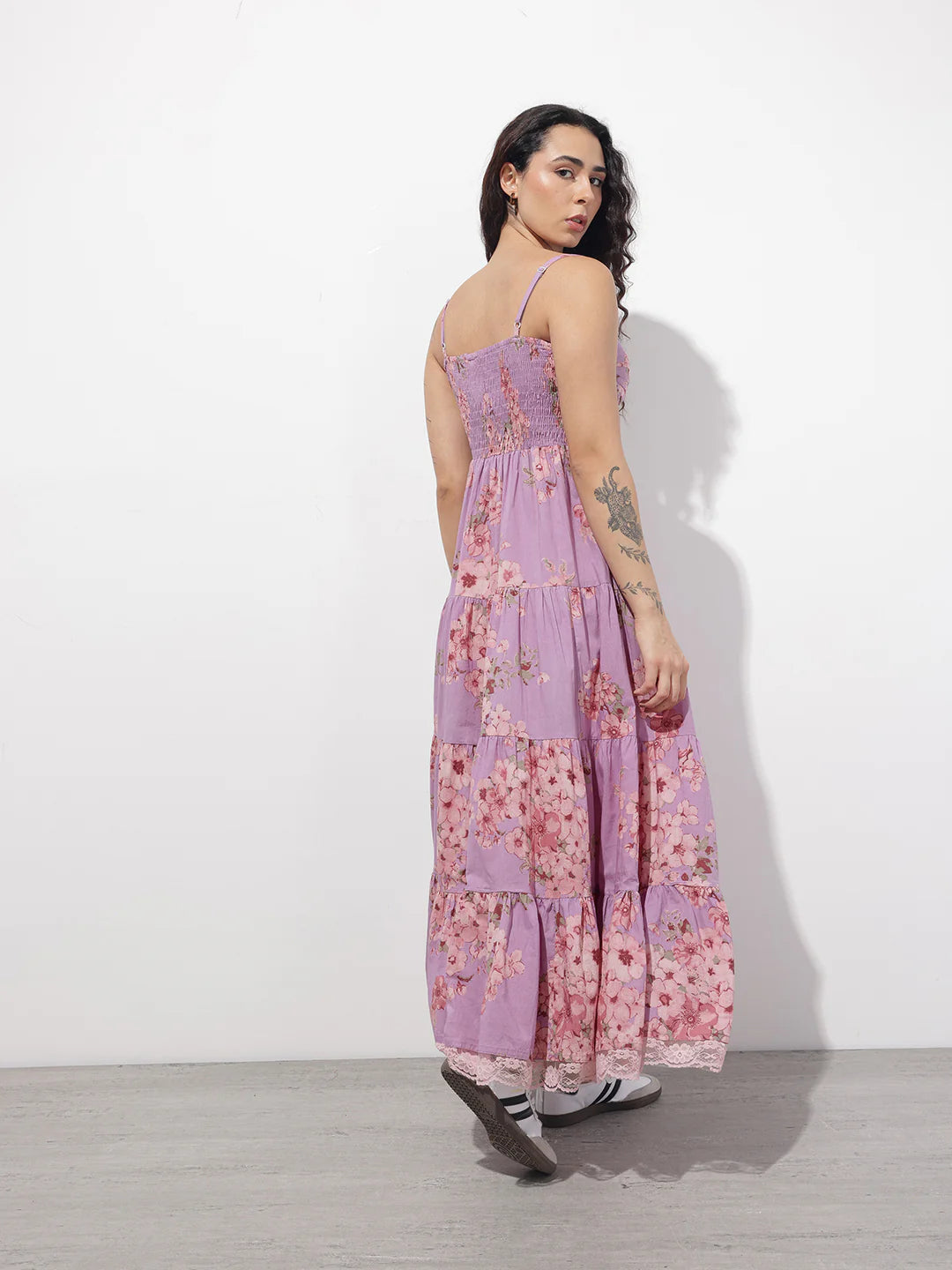 Purple Shoulder strap Cotton Dress