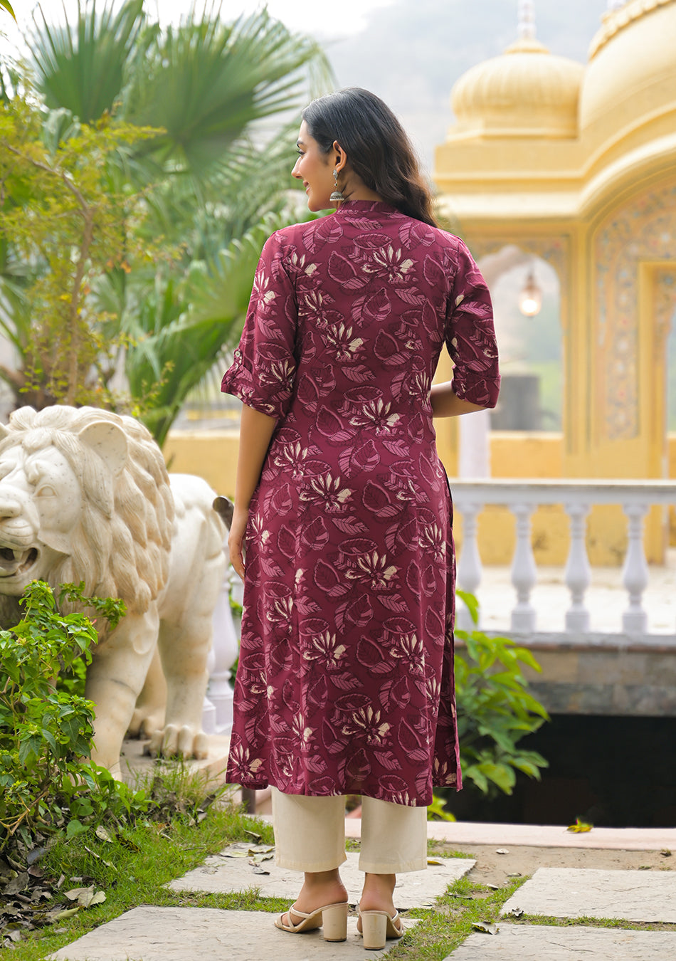 Maroon Floral Kurta