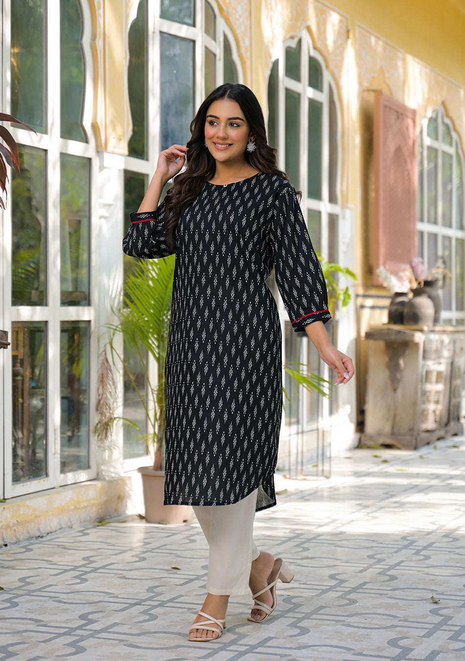 Boho Style Black Print Kurta