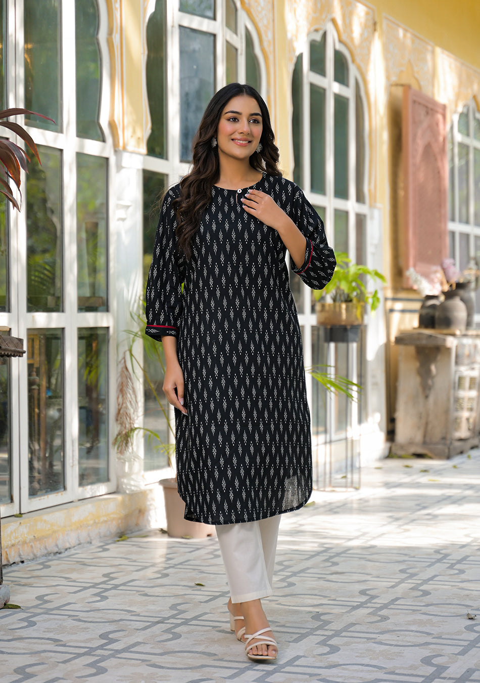 Boho Style Black Print Kurta