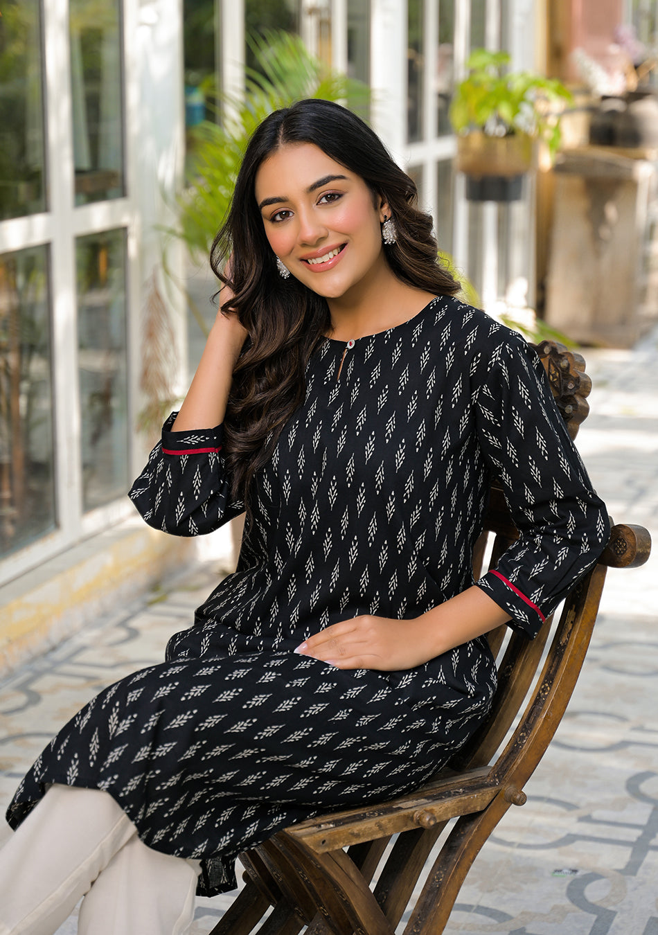 Boho Style Black Print Kurta
