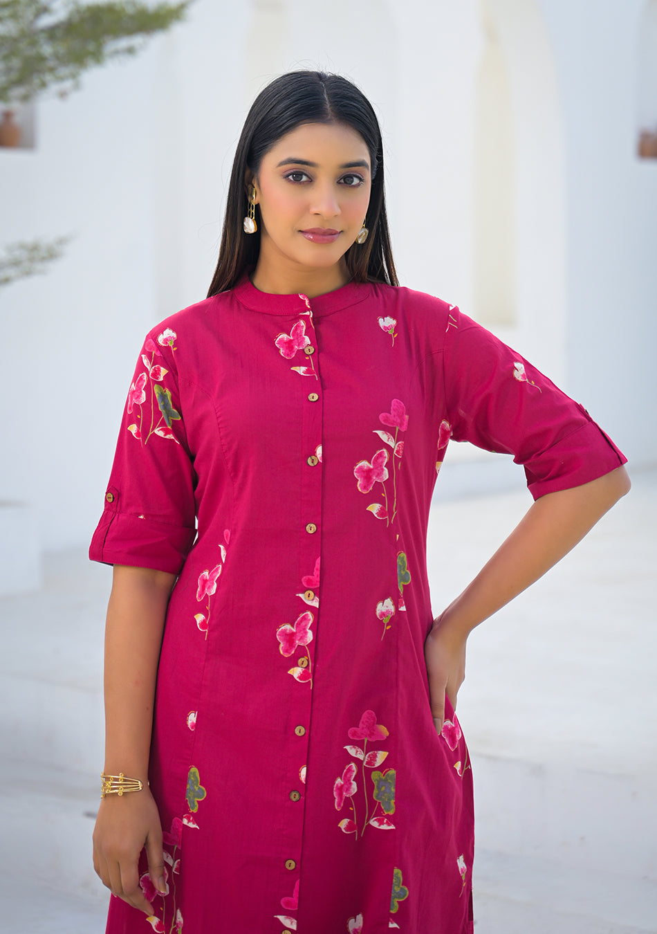 Aravalii Raspberry Floral Co-ord Set