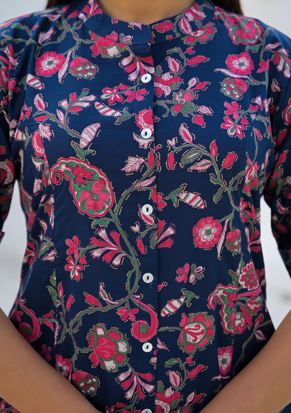 Aravalii Midnight Blue Red Jaal Cotton Co-ord Set