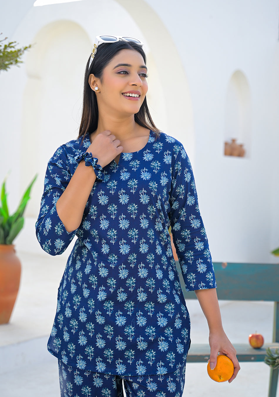 Aravalii Navy Blue Blossom Night Suit