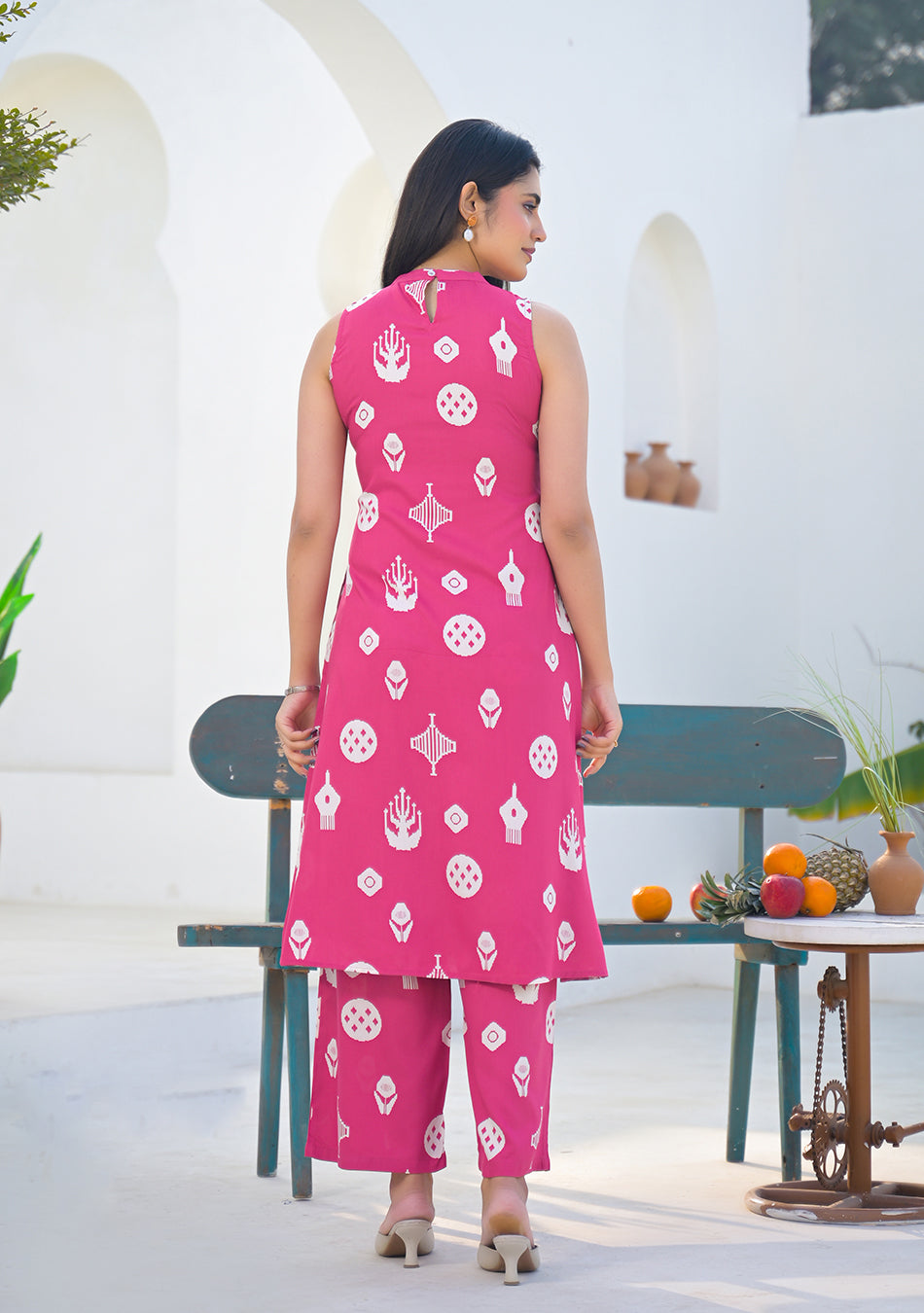 Aravalii Rose Pink Heritage Motif  Co-ord Set