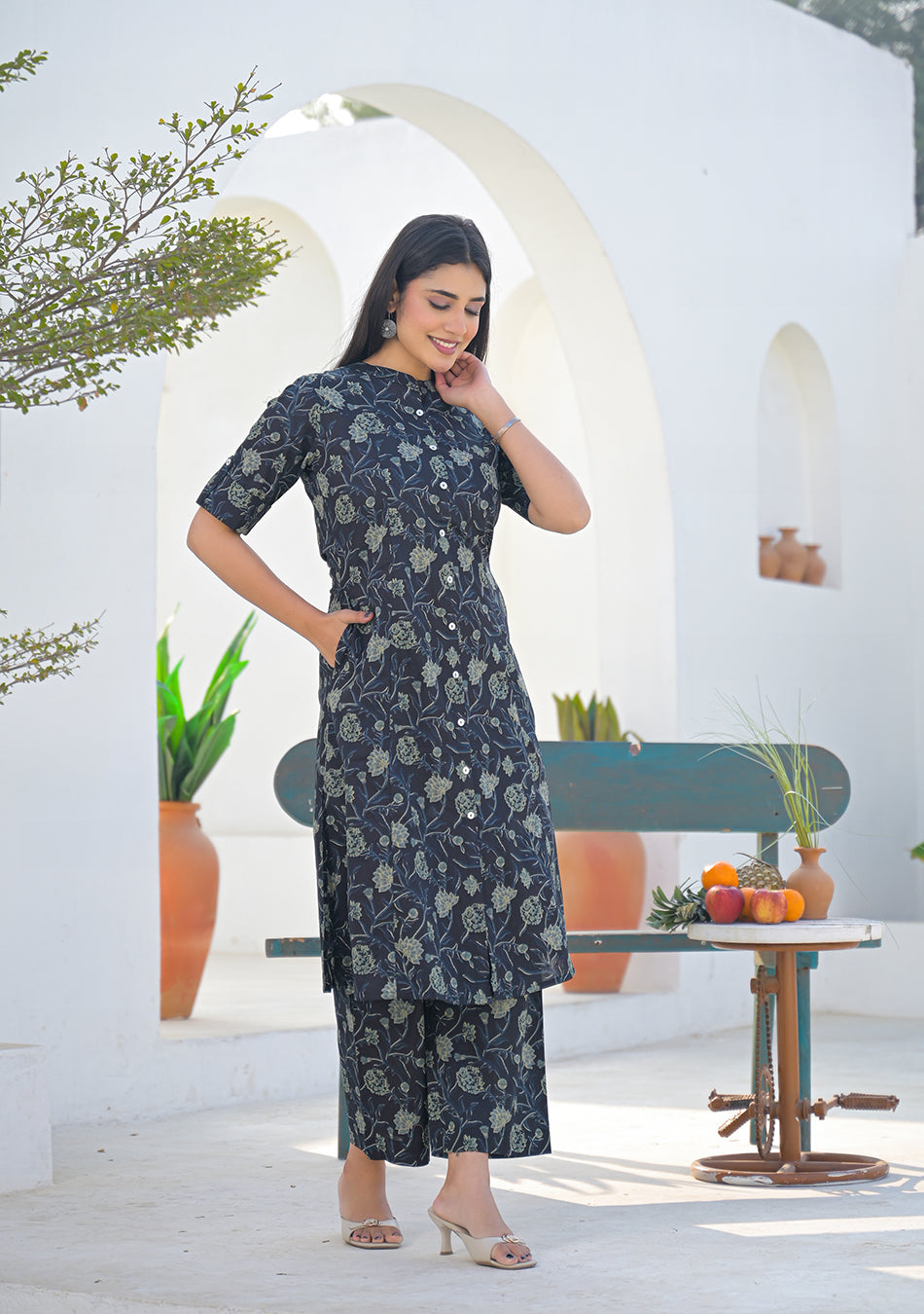 Aravalii Charcoal Sage Printed Co-ord Set