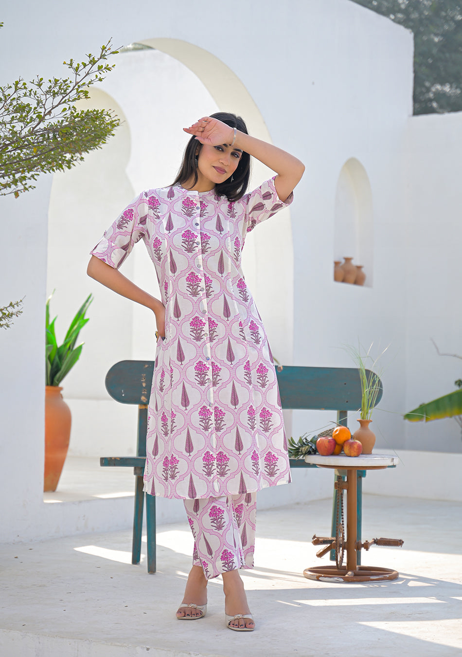 Aravalii Pink Mughal Motif Co-ord set