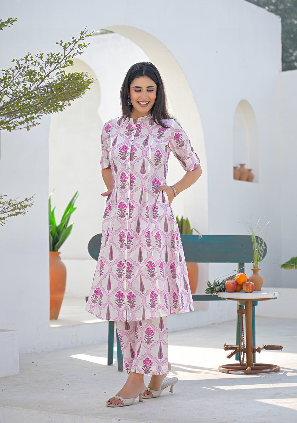 Aravalii Pink Mughal Motif Co-ord set