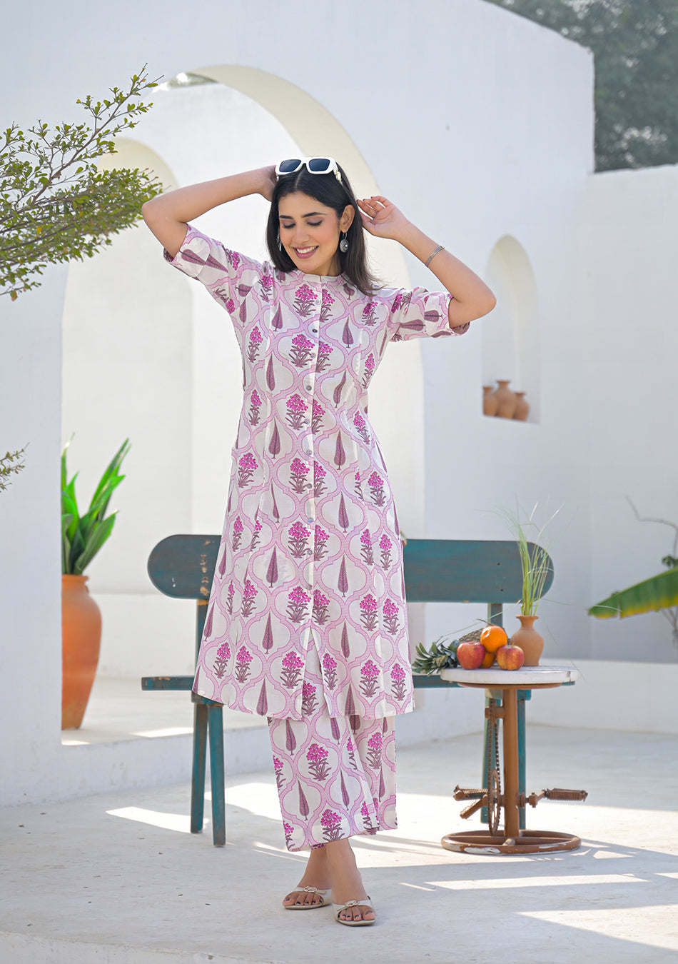 Aravalii Pink Mughal Motif Co-ord set