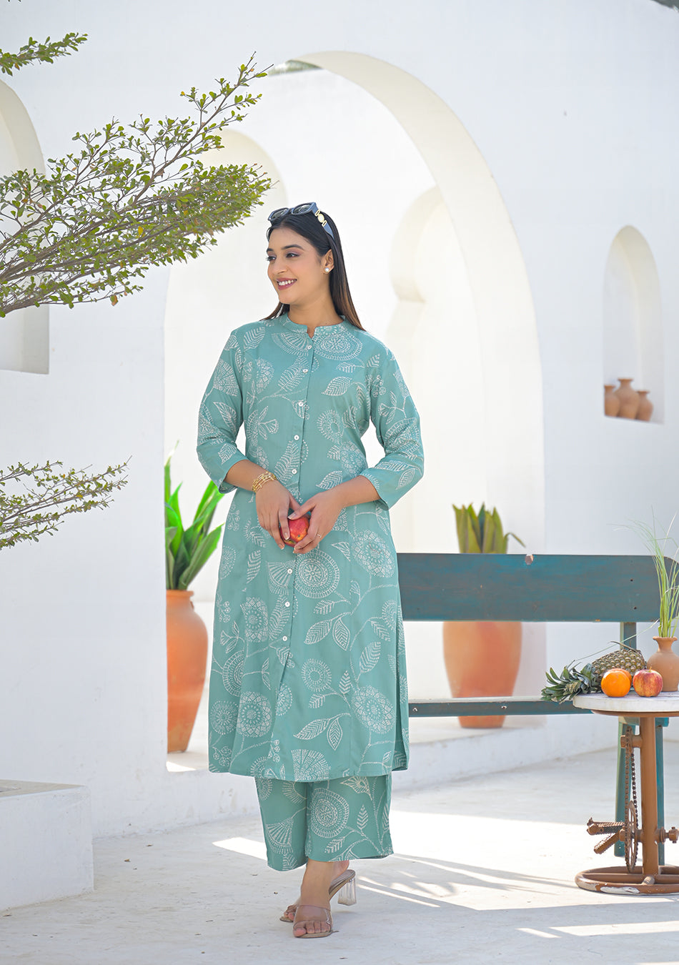 Aravalii Sage Green Floral Print Co-ord set