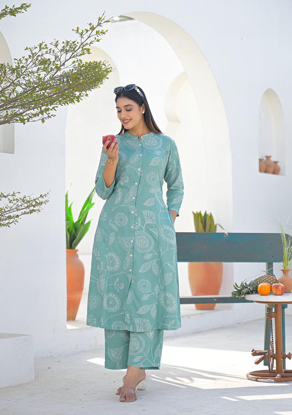 Aravalii Sage Green Floral Print Co-ord set