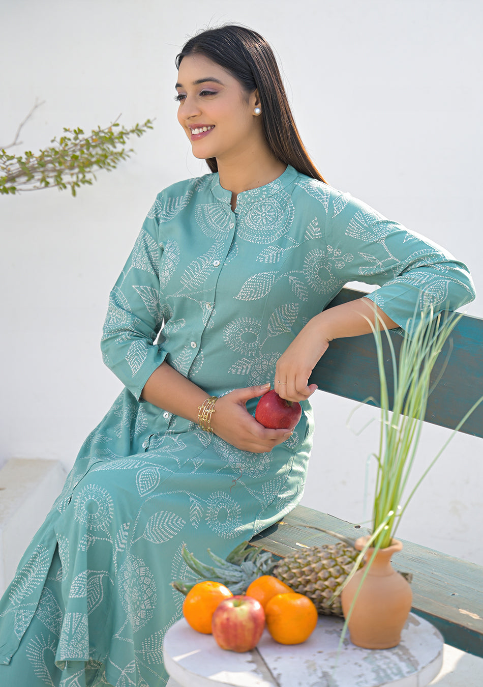 Aravalii Sage Green Floral Print Co-ord set