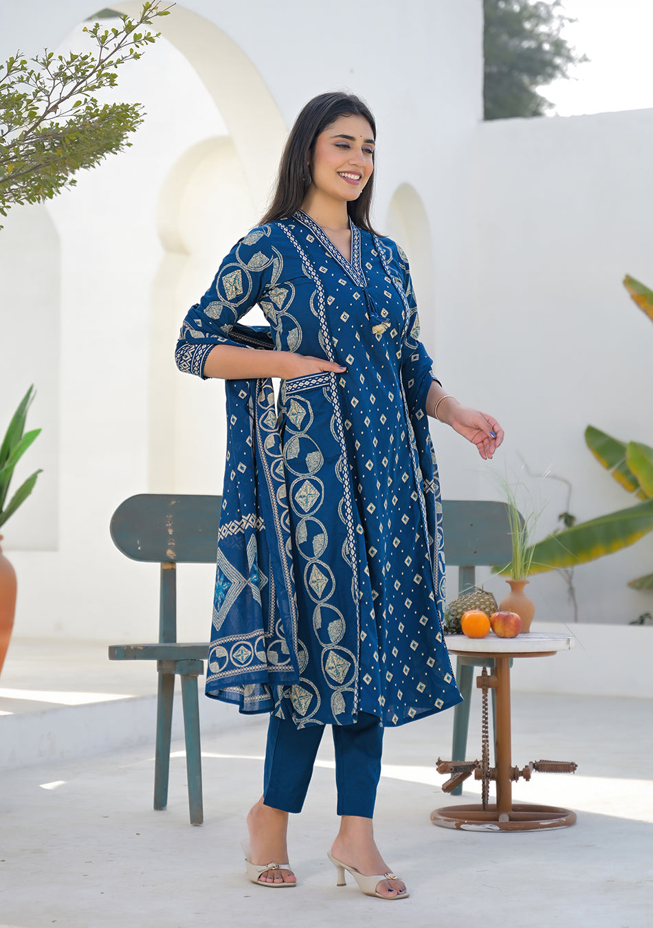 Aravalii Regal Indigo Motif Suit Set