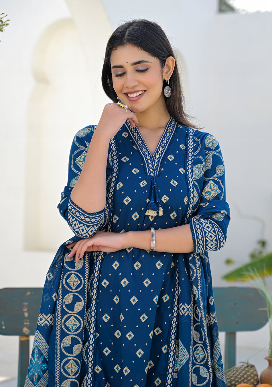 Aravalii Regal Indigo Motif Suit Set