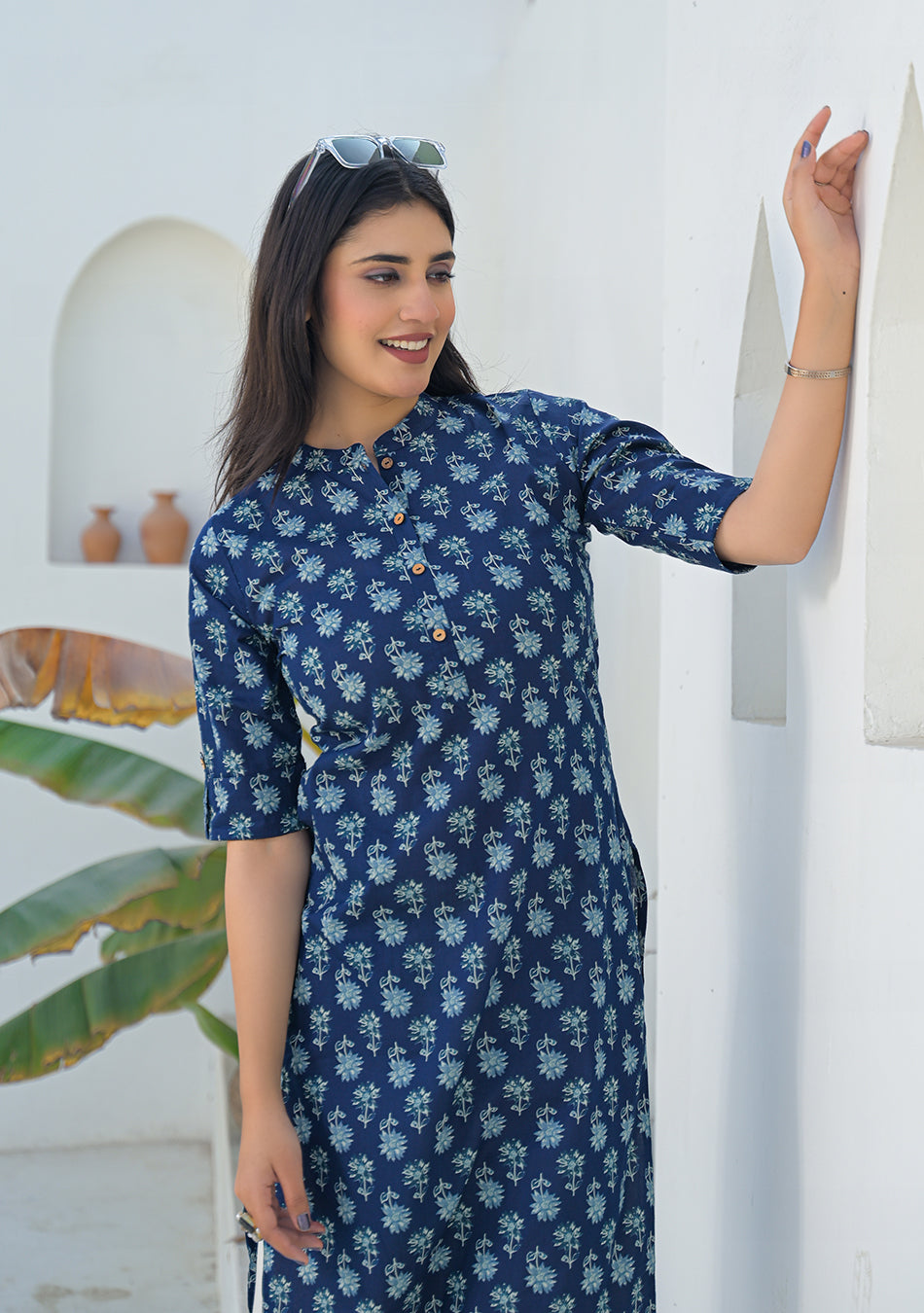 Aravalii Indigo mini floral Print Kurta