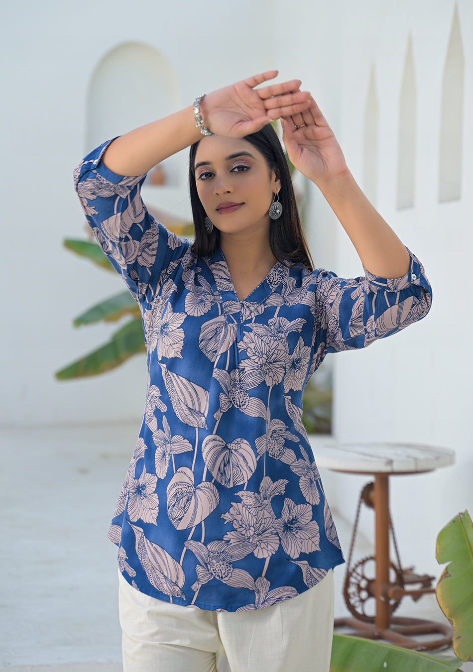 Aravalii Midnight Garden Pleated Top