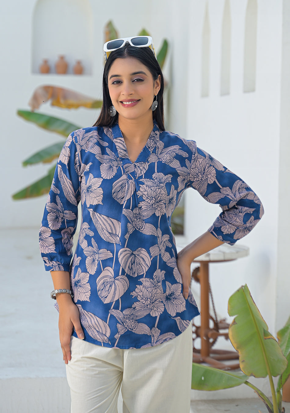 Aravalii Midnight Garden Pleated Top