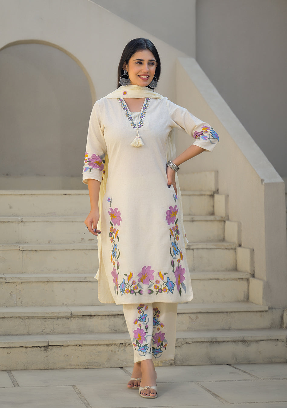 Ivory Gulbahar Embroidered Suit Set