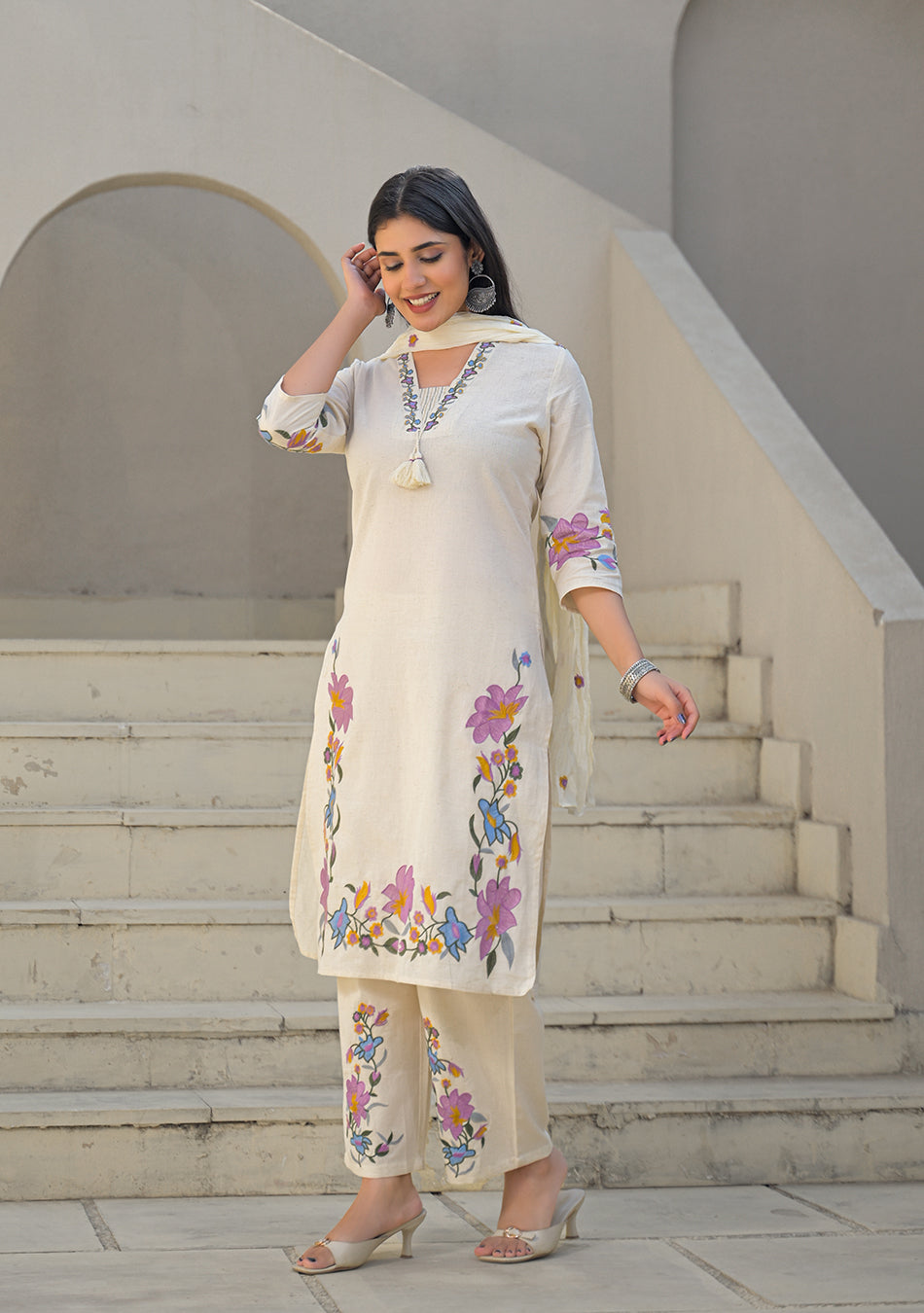 Ivory Gulbahar Embroidered Suit Set