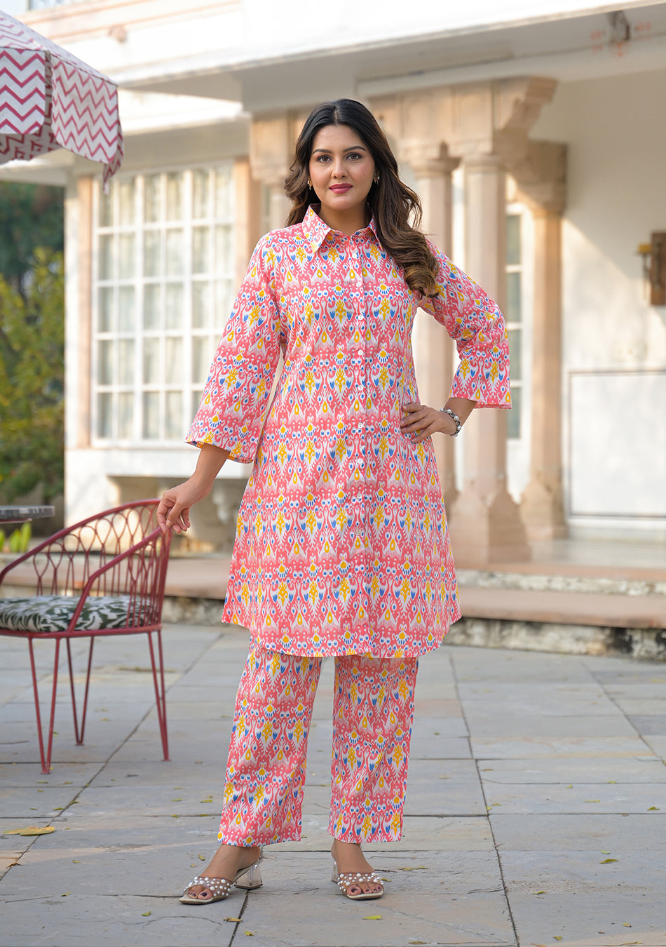 Aravalii Coral Ikkat Co-ord Set