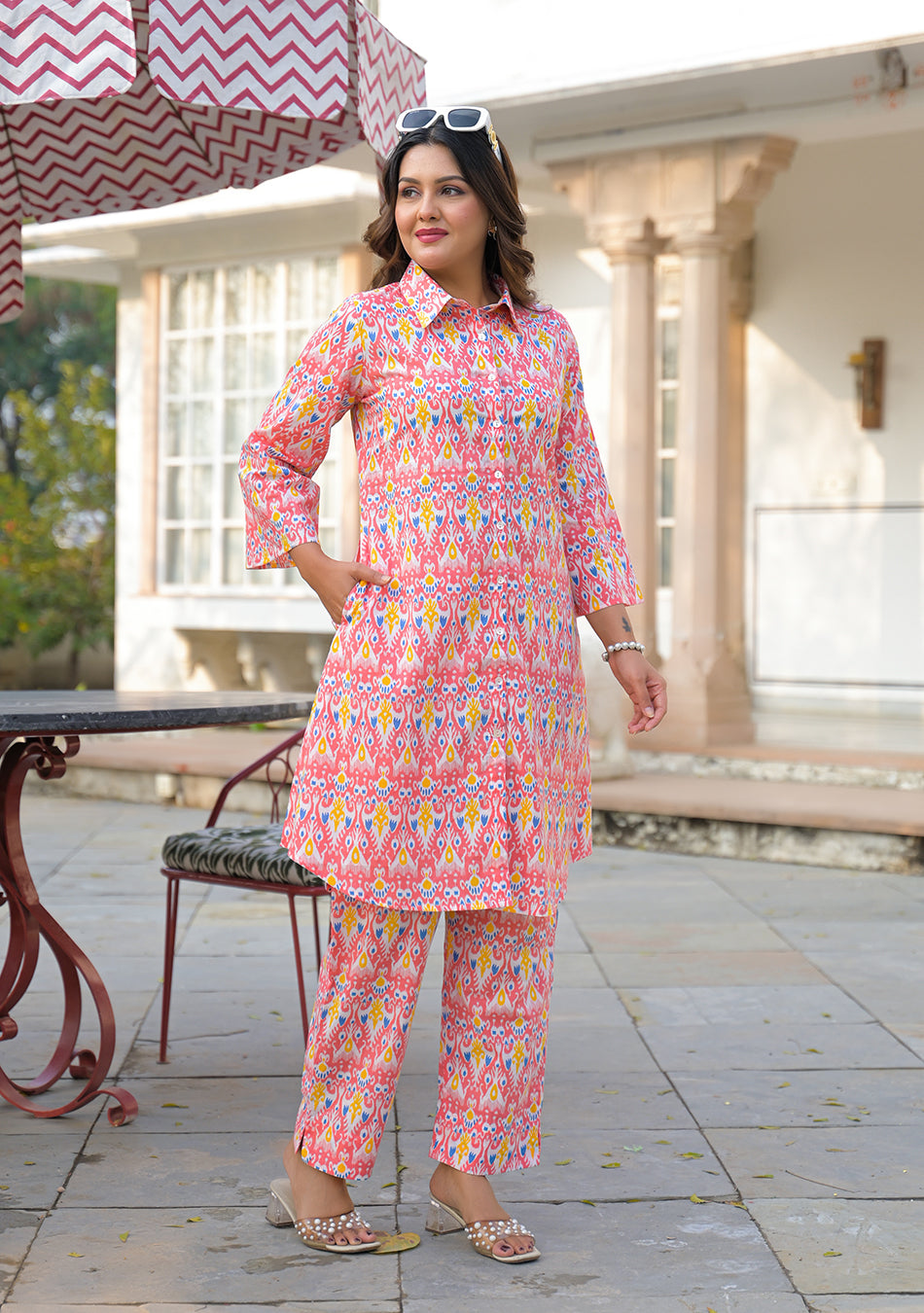 Aravalii Coral Ikkat Co-ord Set