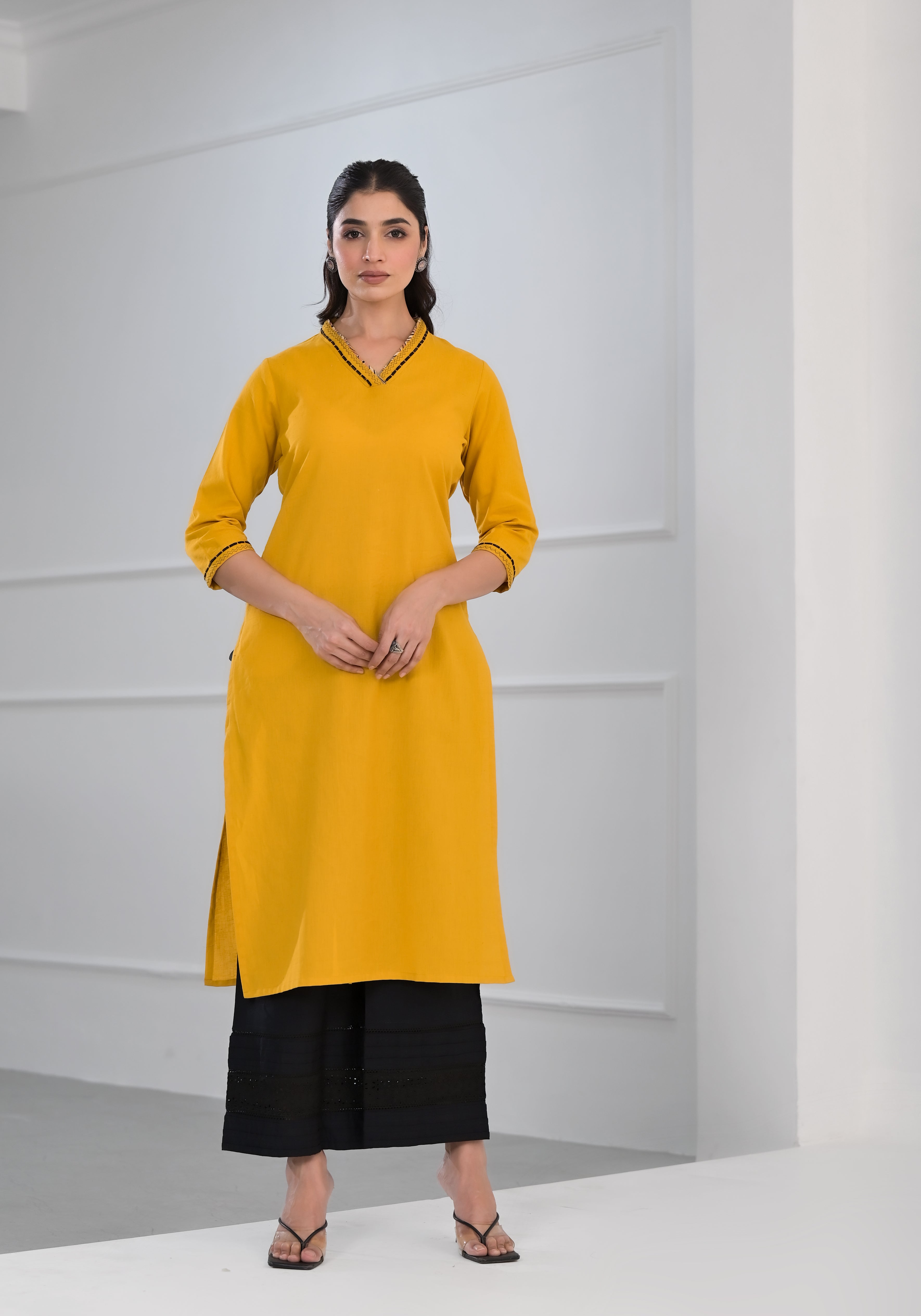 Solid Yellow Kurta