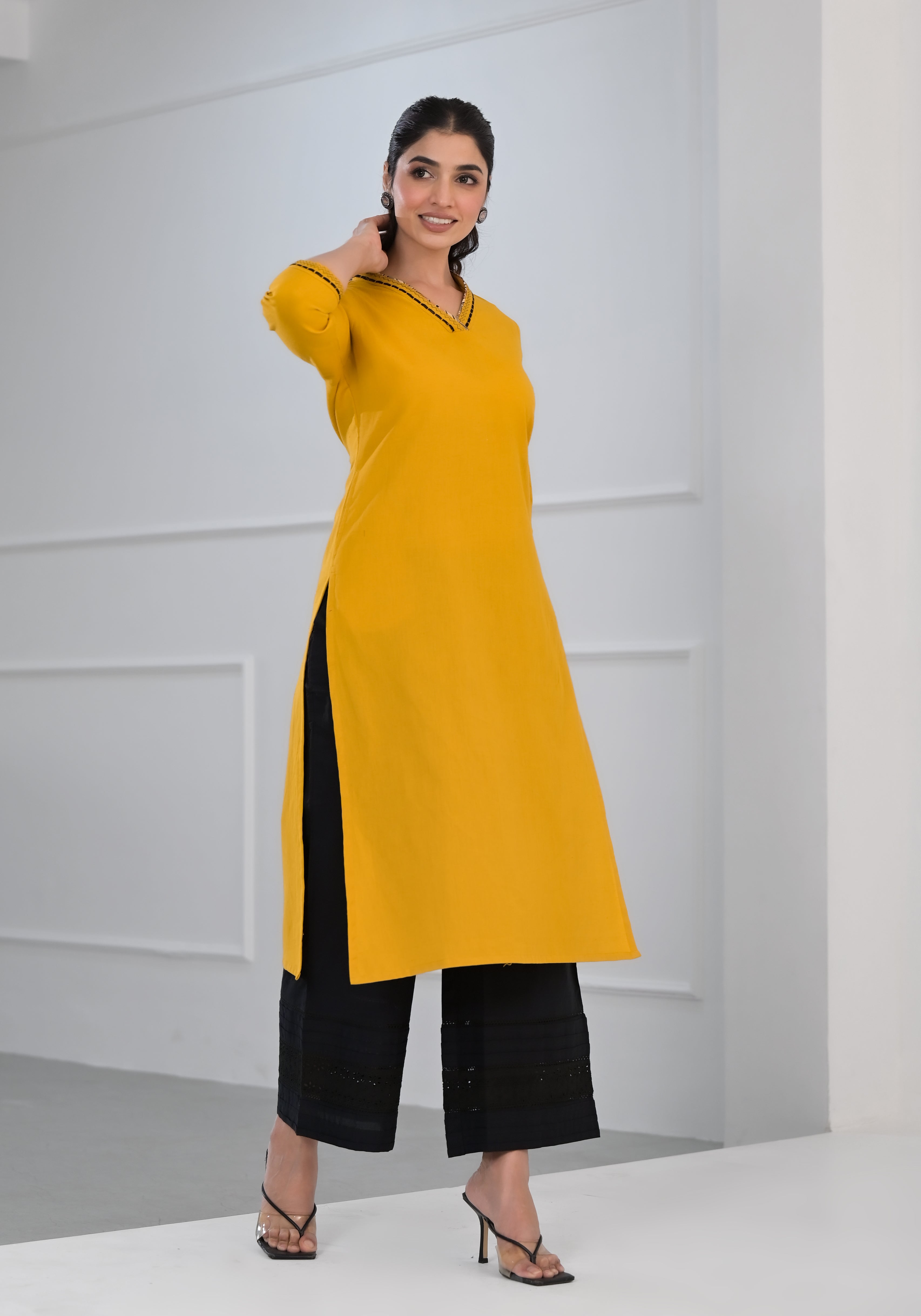 Solid Yellow Kurta