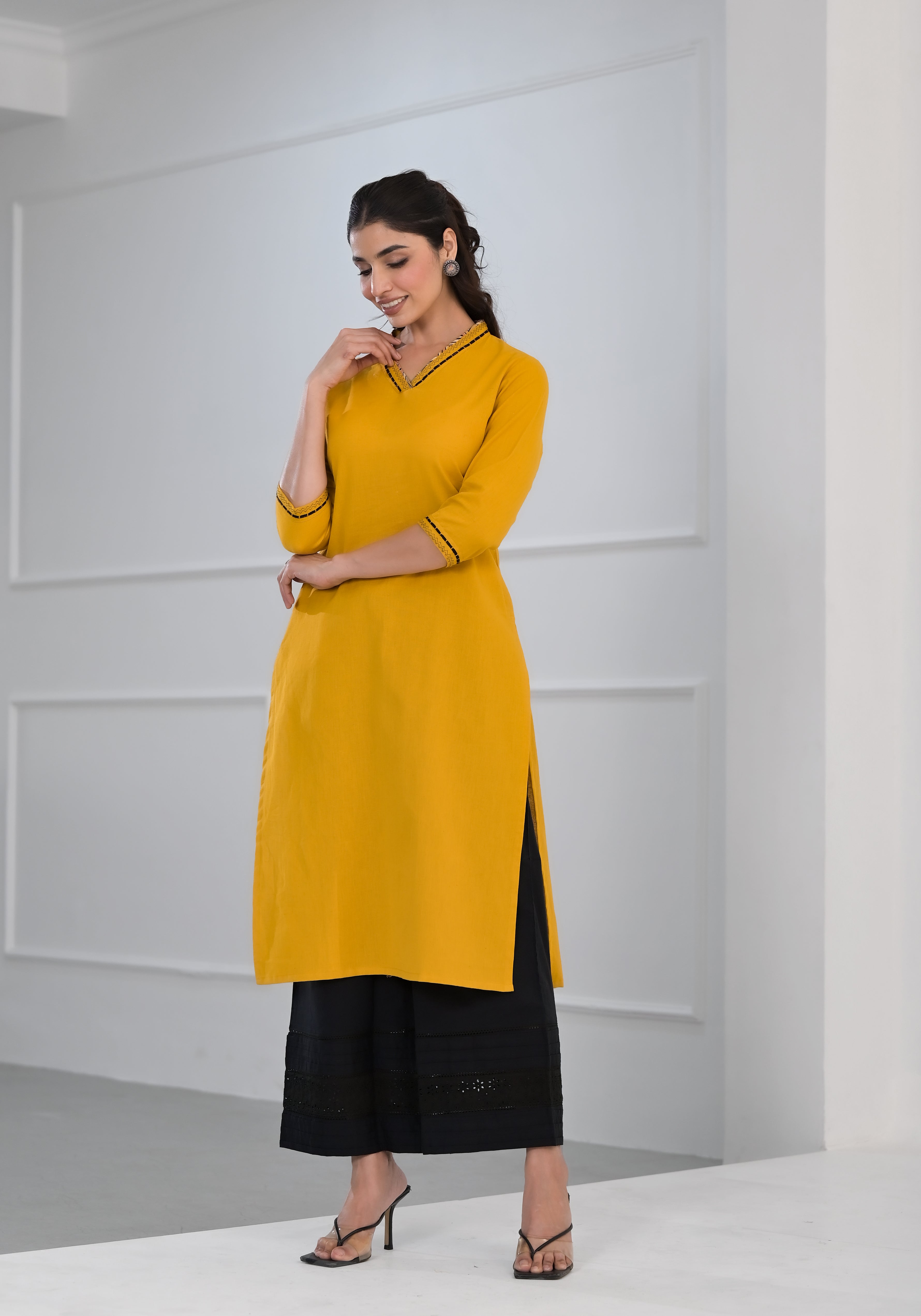 Solid Yellow Kurta