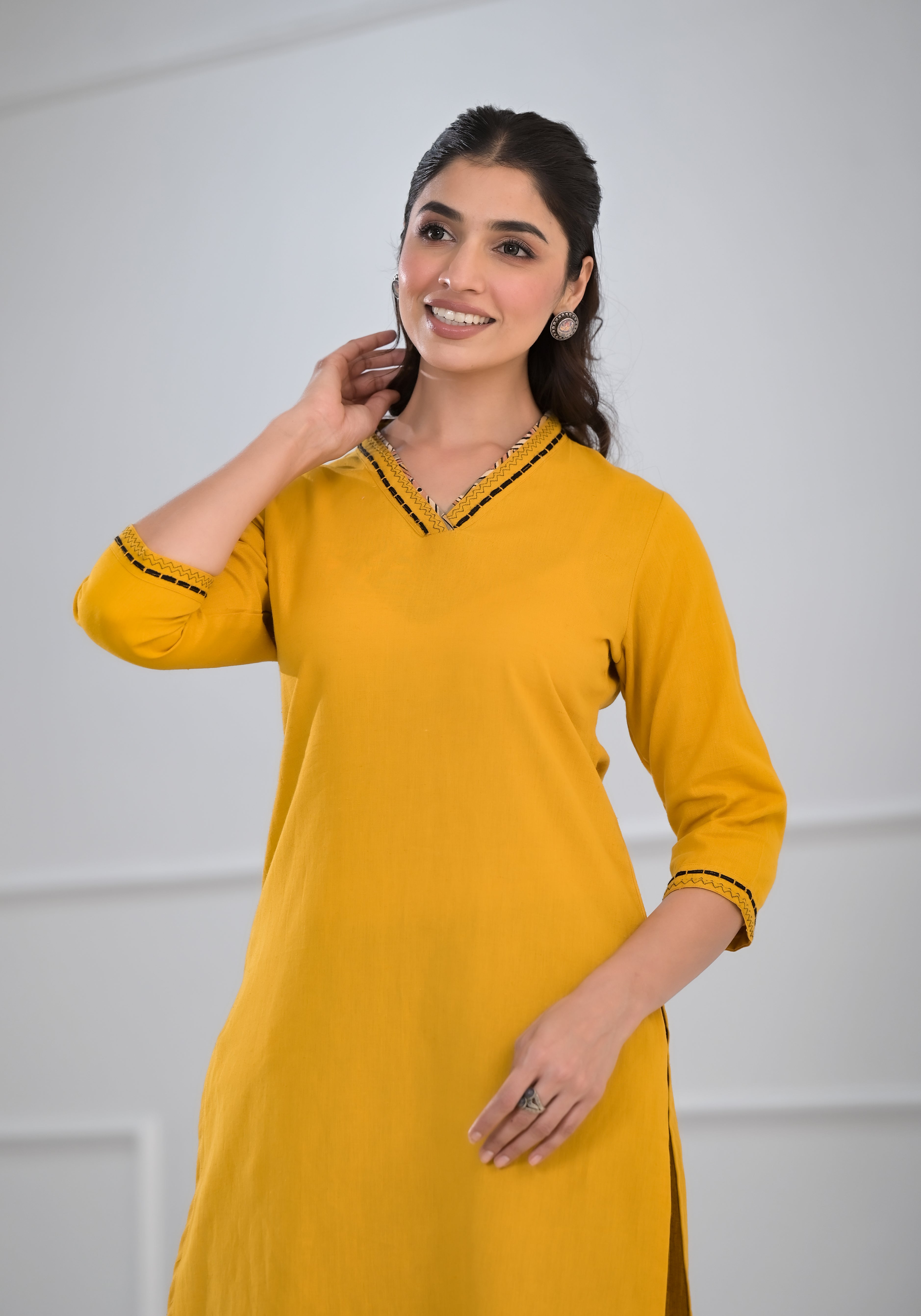 Solid Yellow Kurta