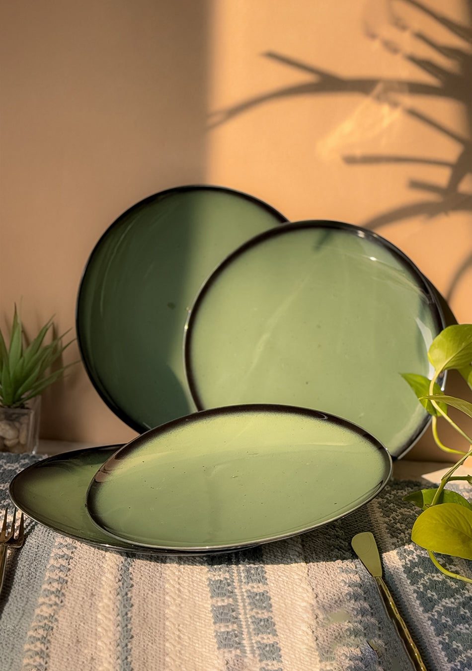 Green Oblong Dinner Plates