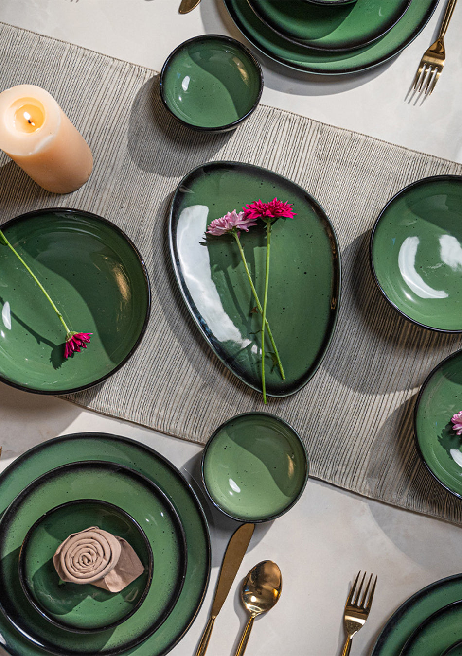 Green Oblong Dinnerset
