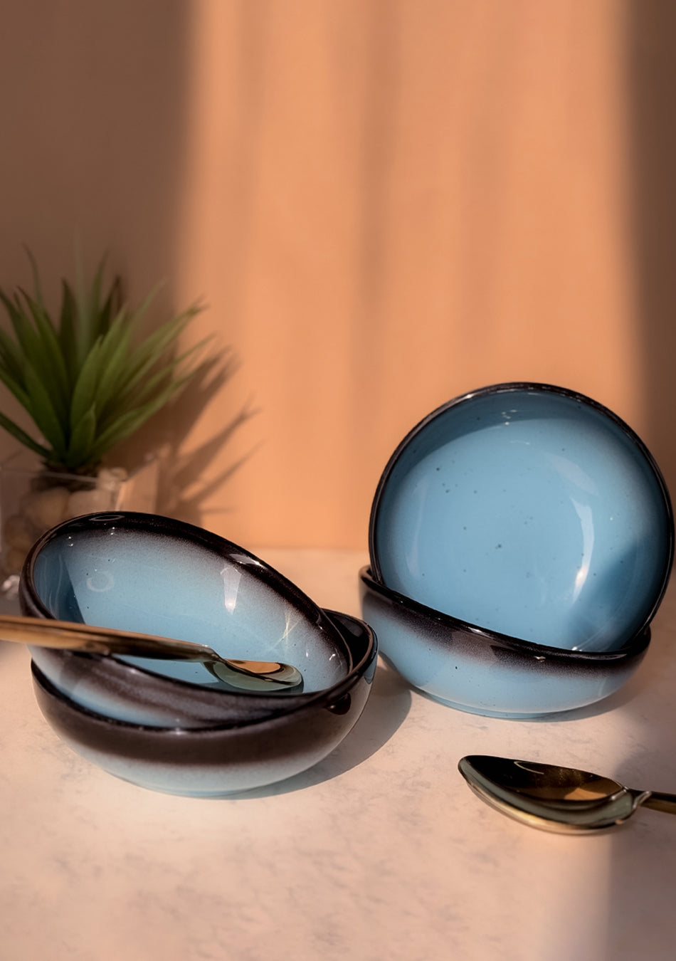 Blue Oblong Portion Bowls