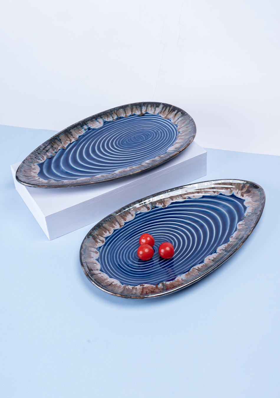 Blue-Grey Energy Ceramic Platter Set