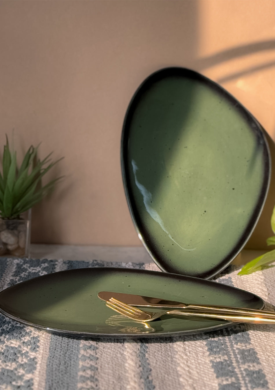 Green Oblong Triangle Platter
