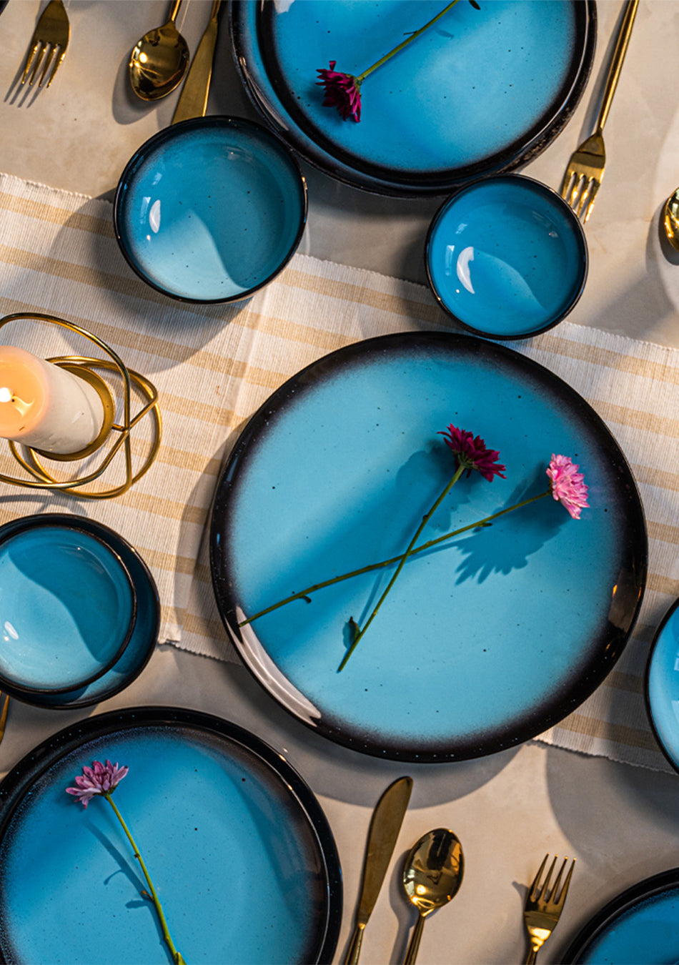 Blue Oblong Dinnerset