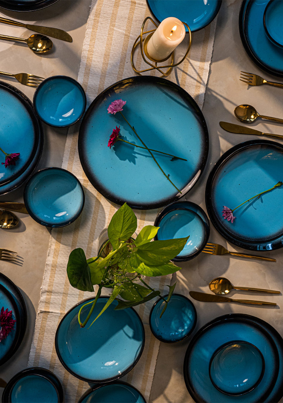 Blue Oblong Dinnerset