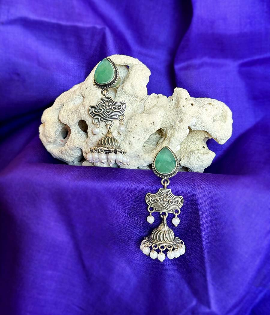 Aqua Gem Pearl Cascade Danglers