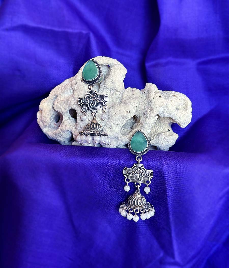 Aqua Gem Pearl Cascade Danglers