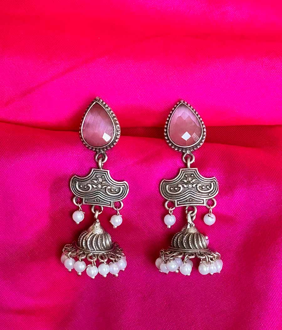 Blush Gem Pearl Cascade Danglers